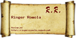Ringer Romola névjegykártya